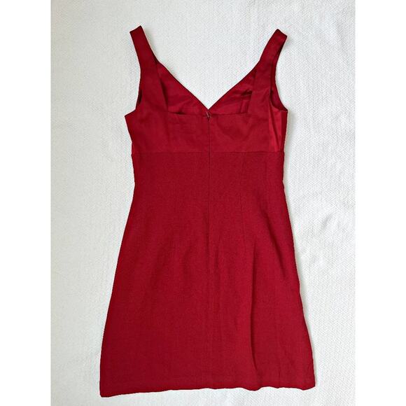 Vintage Nanette Lepore Red Satin Mini V-neck Dress - Picture 7 of 11